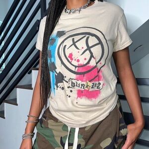 Beige Blink-182 skater punk edgy emo it girl summer graphic tee